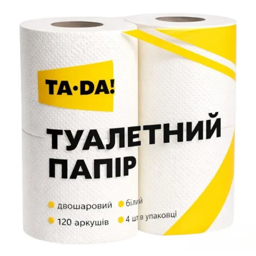 Папір туалетний Ta-Da! білий 2-шаровий 120 арк., 4шт