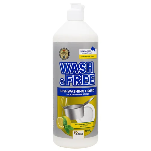 Засіб для миття посуду Wash&Free Лимон та м'ята 1л