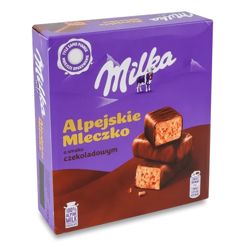 Цукерки Глазуровані Молочним Шоколадом зі Збивним Корпусом, Алпеєське Млечко Milka, к/у, 330г