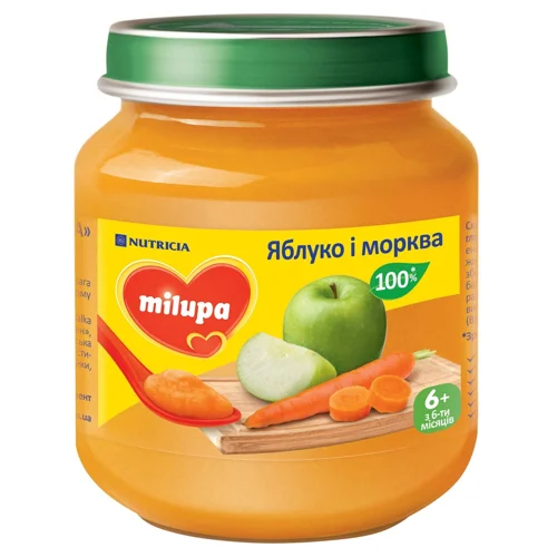 Пюре фруктове Milupa Яблуко і морква для дітей від 6 місяців 125г