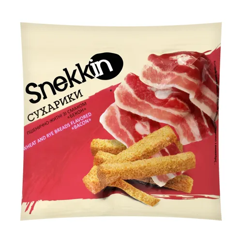 Сухарики пшенично-ржані зі смаком Бекона Snekkin м/у 35г