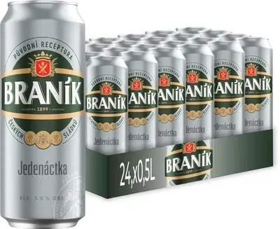 Упаковка пива Branik Jedenactka 11 світле фільтроване 5.0% 0.5 л x 24 шт