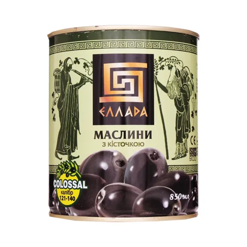 Маслини з кісточкою Еллада з залізній банці 850мл
