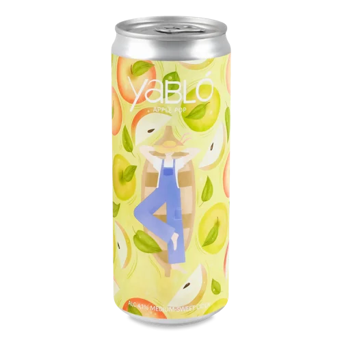 Сидр Яблучний Напівсолодкий Газований, в/ґ, з/б, 0.33л, 4.1%