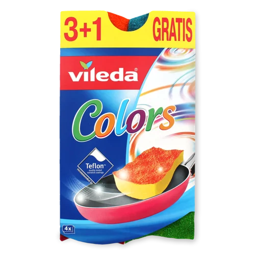 Губка Для Посуду З Тефлону Colors Puractive Vileda 4шт