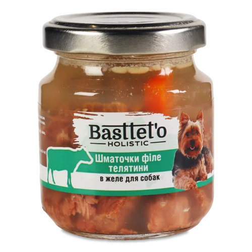 Філе Телятини В/ґ В Желє Для Собак Holistic Basttet'o, Скляна Банка, 130г