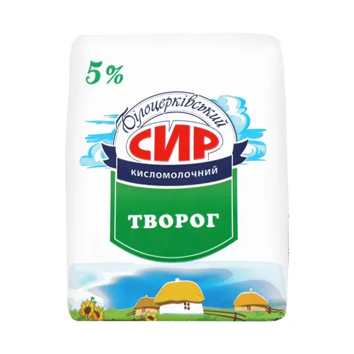 Сир кисломолочний 5% Білоцерківський м/у 200г