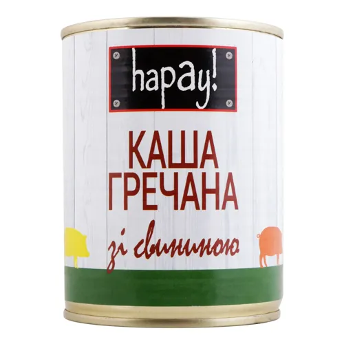 Каша гречана зі свининою hapay! з/б 340г