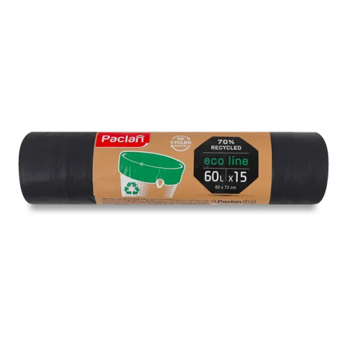 Мішки Для Сміття 60л Eco Line Paclan, 15шт, Пластикова Упаковка