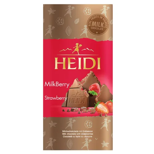 Шоколад молочний з полуницею Heidi 80г