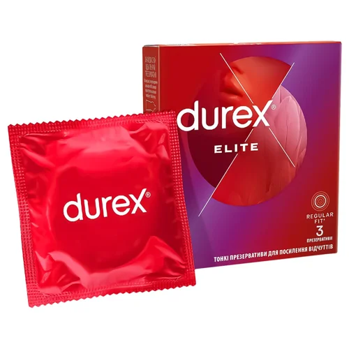 Презервативи Durex Elite латексні з силіконовою змазкою тонкі Зшт