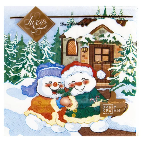 Серветка Luxy Веселі сніговички 33х33см 18шт