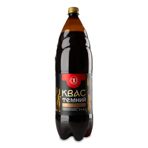 Напій Бродіння Безалкогольний Низькокалорійний На Зерновій Сировині Квас Темний ТМ '1', п/пл 2л