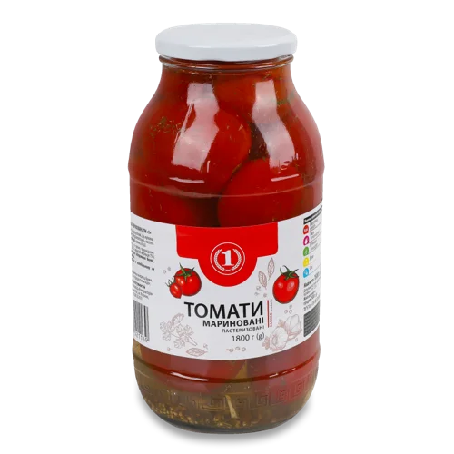 Томати Мариновані Пастеризовані В/ґ, Скляна Банка 1.8кг