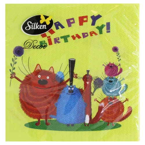 Серветки столові Silken Happy Birthday 2-шарові 16шт 33*33см