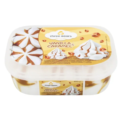 Морозиво Три Ведмеді аромат ванілі смак карамелі 450г