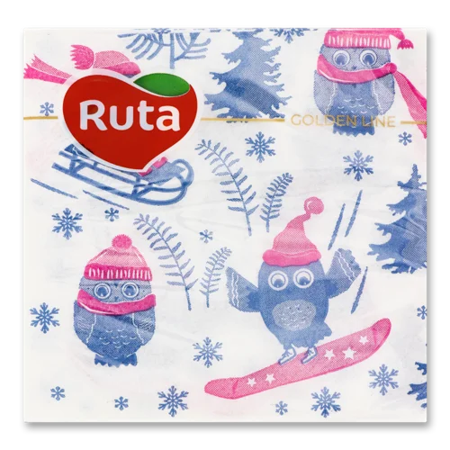 Серветки Паперові 2-Шарові Сови Ruta 40шт, в/с, 24х24см