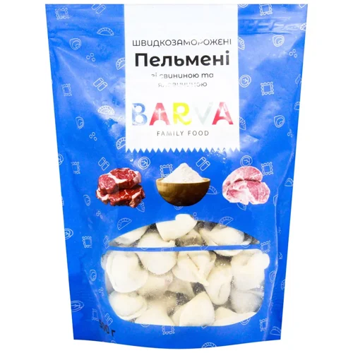 Пельмені Barva 500 г зі свининою та яловичиною