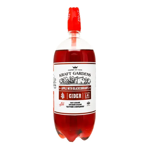 Сидр 1.4л 5.5% солодкий газований Яблучний зі смородиною Kraft Gardens