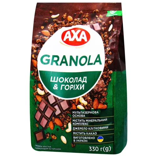 Гранола Аха хрустка з шоколадом та горіхами 330г