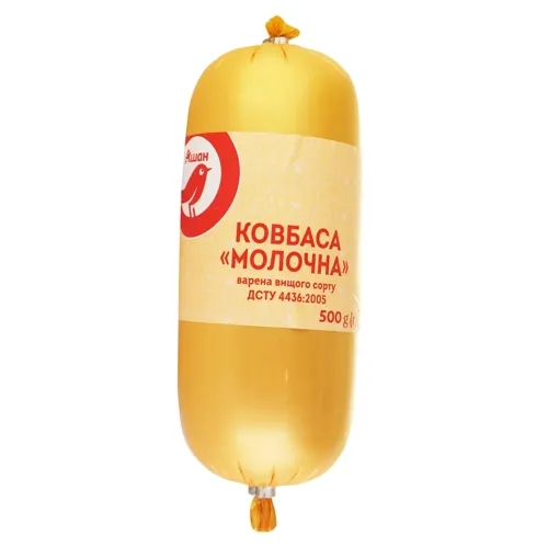 Ковбаса Ашан Молочна варена вищого ґатунку 500г