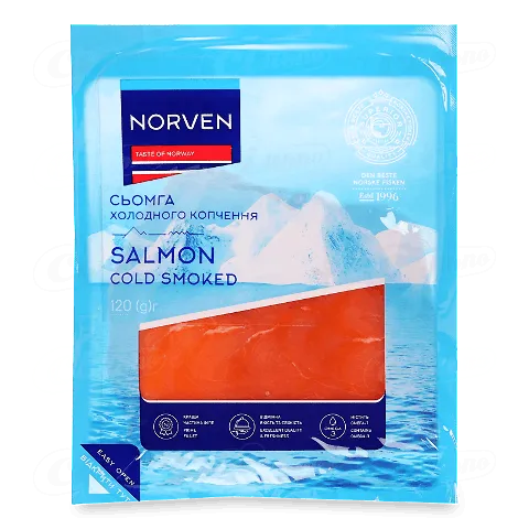 Сьомга Norven холодного копчення нарізка, 120г