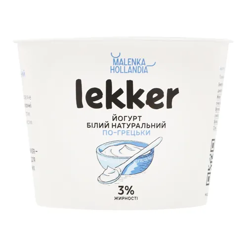 Йогурт 3% натуральний білий По-грецьки Lekker ст 250г