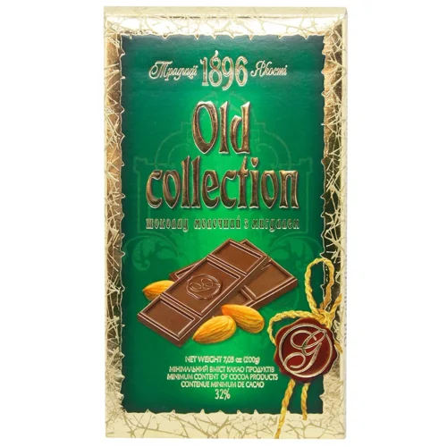 Шоколад молочний Бісквіт-Шоколад Оld Collection з мигдалем 32% 200г