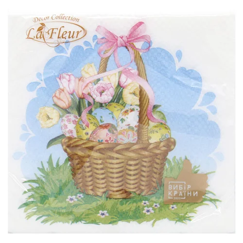 Серветка La Fleur Кошик з писанками 33х33см 16шт