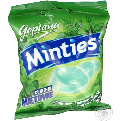 Льодяники Goplana Minties з м'ятною начинкою 90г