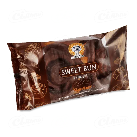Булочка Рома Sweet Bun смак молочний шоколад в глазурі, 180г