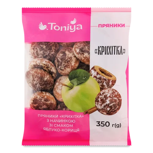 Пряники з Начинкою Яблуко-Кориця, Крихітка Toniya, м/у, 350 г