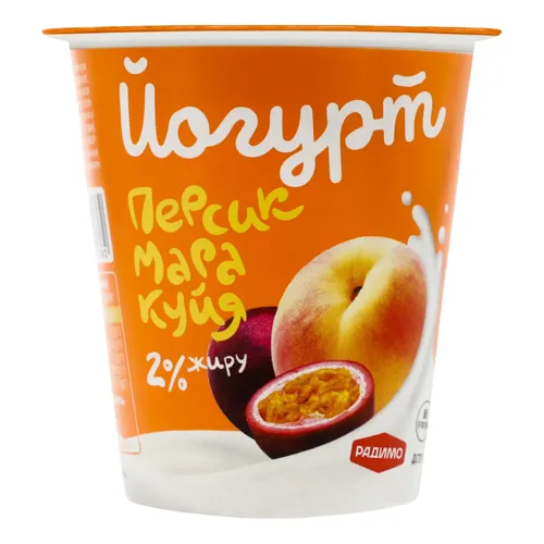 Йогурт 2% Персик-маракуйя РадиМо ст 125г