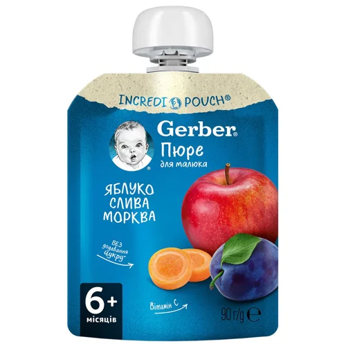 Пюре Gerber Яблуко слива морква 90г