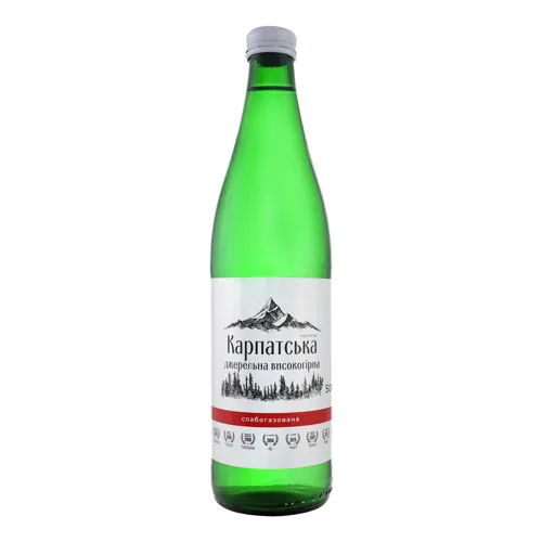 Вода питна слабогазована Карпатська високогірна джерельна Горянка 0.5л