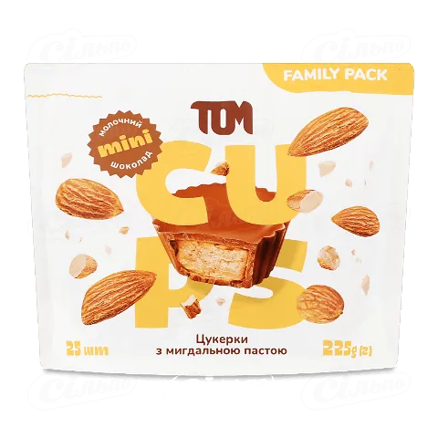Цукерки TOM з мигдальною пастою шоколадні, 225г
