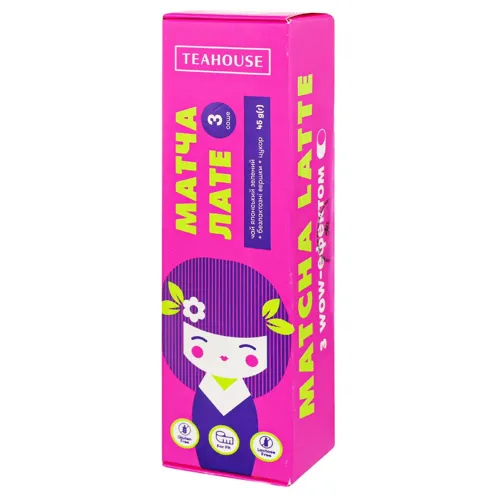 Чай Teahouse Матча лате японський зелений з безлактозними вершками та цукром 3шт х 15г