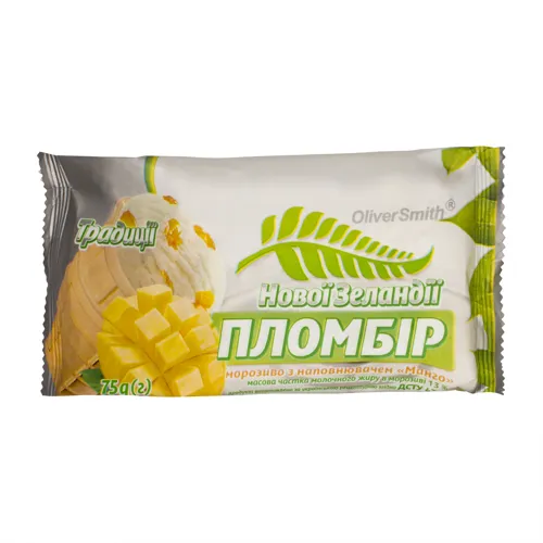 Морозиво 13% пломбір Манго Традиції Нової Зеландії Oliver Smith м/у 75г