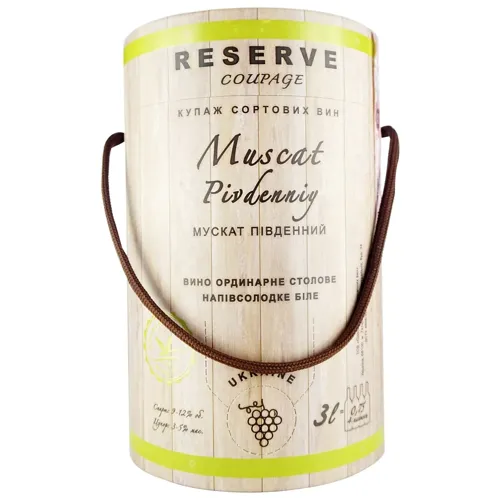 Вино Reserve Coupage Muscat Pivdenniy біле напівсолодке 9-12% 3л