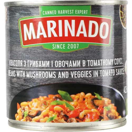 Квасоля з грибами Marinado в томатному соусі 425г
