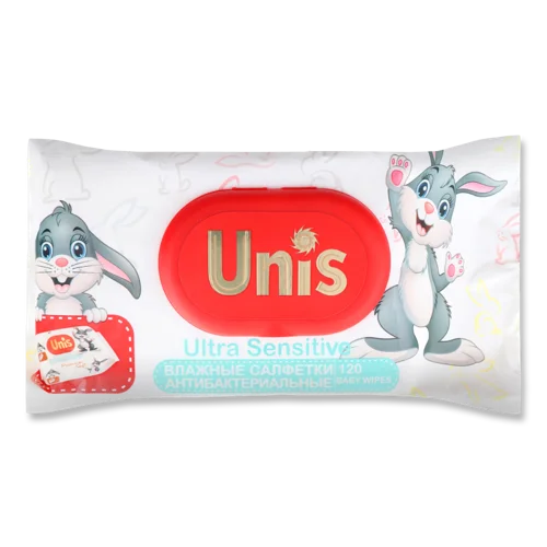 Вологі Антибактеріальні Серветки для Дітей Ultra Sensitive, Без Запаху, 120шт