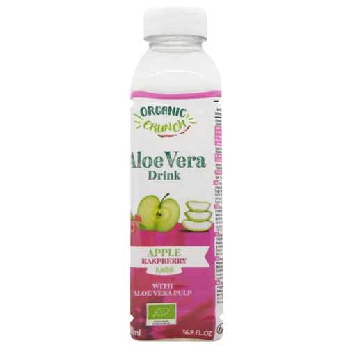 Напій негазований Organic Crunch з алое вера з ароматом яблука та малини органічний 0,5л