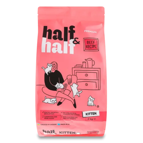 Корм для кошенят Half&Half Beef сухий