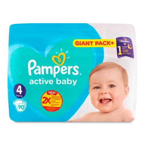 Підгузки Дитячі Active Baby Pampers 9-14кг, 90шт, в/ґ