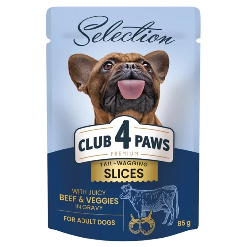 Корм вологий Club 4 Paws Premium Selection з яловичиною та овочами для собак малих порід 85г