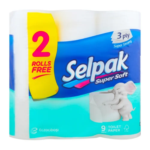 Папір Туалетний SELPAK Білий, 7 шт + 2 шт, в/к
