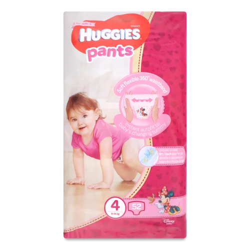 Дитячі Трусики-підгузники Huggies 4, 52 шт, дівчатка, в/ґ