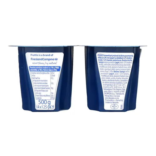 Продукт йогуртовий 5.8% пастеризований Персик-Груша Банан Вершкова насолода Fruttis п/у 4*125г