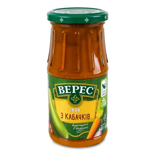 Ікра З Кабачків Стерилізована В/с, Екстра Верес, Скляна Банка 440г