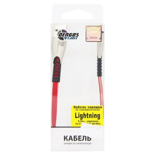Кабель Dengos USB Lightning Red 0.25м